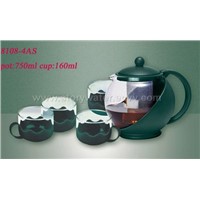 GLASS TEA POT &amp; CUP SET