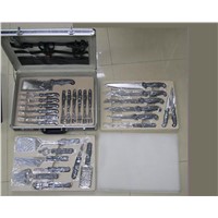 33 Pieces Knife Set with Marble Looks Suitcase &amp; Marble Looks Handle