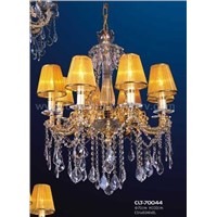 Crystal Candle Chandelier with Cloth Lampshade