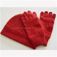 cashmere knitted hat and glove set