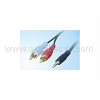 DC3.5 Stereo Male to RCA Male*2 plug gold