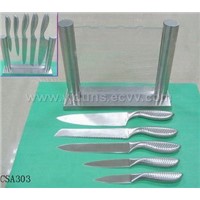 The Knife Set with A Glass Block