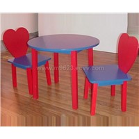 Kids Round Table with 2 Heart Shaped Chairs