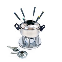 Stainless steel fondue set (chromed base)