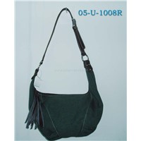 Denim Handbag with PVC Trimming