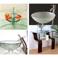 Contemporary modern glass bathroom vanity sink ves
