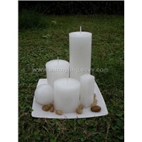 candle set in plate