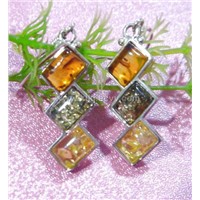 925 silver with natural amber stone