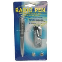 FM auto scan radio pen with earphone and battery