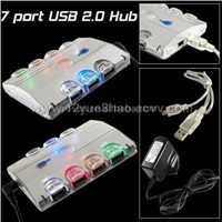 Tinpec 7-Port Self Powered USB Hub with 8 Luminescent Led
