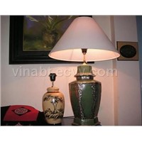 Table Lamp with Bronze Covered Six Faces