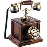 antique wooden decorative telephone v027