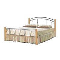 Metal Bed with wooden post