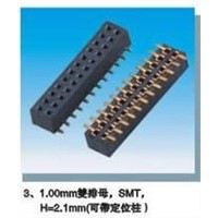 1.00mm dual row famale header,SMT,H=2.1mm with lo