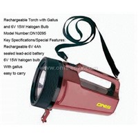 Rechargeable Torch with Gallus and 6V 15W Halogen