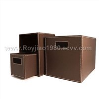 Faux Leather Set of 3 Storage Box