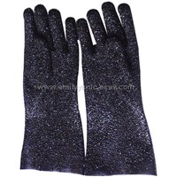 Black PVC glove Anti-slippy rubber dots Gauntlet