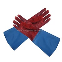 Red PVC glove reinforced cuff