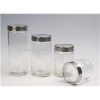 4pcs Glass round  Canisters(774-4WS)