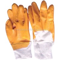 Yellow nitrile fully coated knit wrist gloves