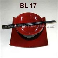 Lacquer Bowl with Square Dish