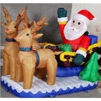 Santa on sleigh with two drawing deer