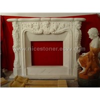 fireplace, marble fireplace mantel