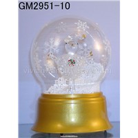 100mm glass ball on the base with windmill and LED lights and music