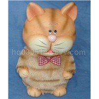 Ceramic cat cover with furs