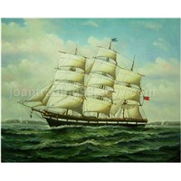 Boat handmade oil painting