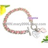Fashion jewelry breast cancer awareness bracelet with pink ribbon D00445