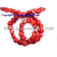 Red Coral Nugget Beads