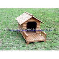 Wooden Dog House pet bed with BALCONY
