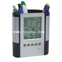 LCD CLOCK WITH PEN HOLDER
