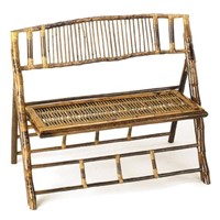 bamboo folding double chair
