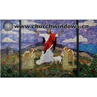 Stained Glass Windows &amp;amp; Panels with Hand Painted Portrait (Jesus001)
