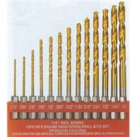 13pcs hex shank hss twist drill bits