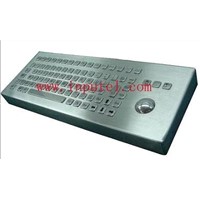 Industrial desktop metal keyboard with trackball