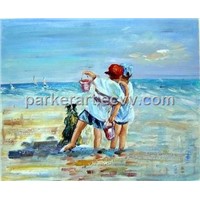 Person Beach Kids Oilpainting (Stxh0024)