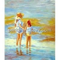 Person Beach Kids - Oil Painting