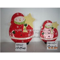 Ceramic Snow Man Plates, Christmas Gifts and Decorations
