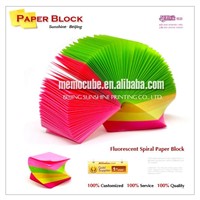 Memo Cube-Fluorecent Spiral Memo Cube for Promotion