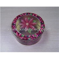 round  gift tin with pvc window