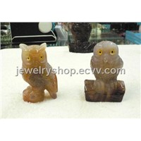 Red Agate Owl Statue