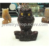 Red Agate Owl Carving