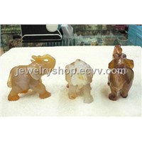 Red Agate Elephant Carving