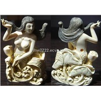 Mammoth Ivory Mermaid Netsukes