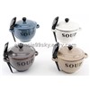 Ceramic soup bowl with spoon and lid