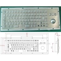Industrial Stainless Steel Metal Kiosk Keyboard with trackball KB6H1