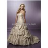 a-Line Strapless Neckline Satin Elegant Floor Length Wedding Dress DEWD0011